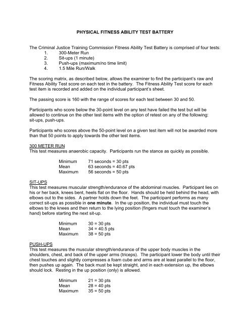 1 Minute Push Up Test Chart