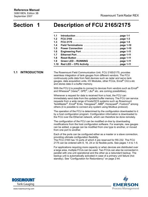 FCU 2165/2175 Reference Manual - Emerson Process Management