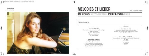 sophie koch mezzo-soprano sophie raynaud piano - Opéra de Lille