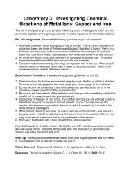 Laboratory 3: Investigating Chemical Reactions of Metal Ions ...