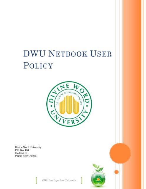 dwu netbook user policy - DWU Intranet - Divine Word University