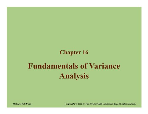 Fundamentals of Variance Analysis - Anna Lee