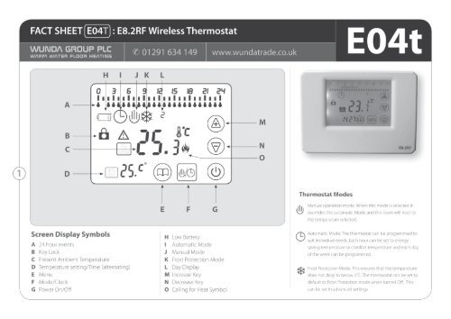 E04T E8.2RF Wireless Thermostat - WundaTrade