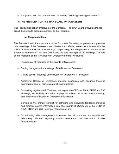 Board of Overseers Corporate Governance Guidelines ... - TIAA-CREF