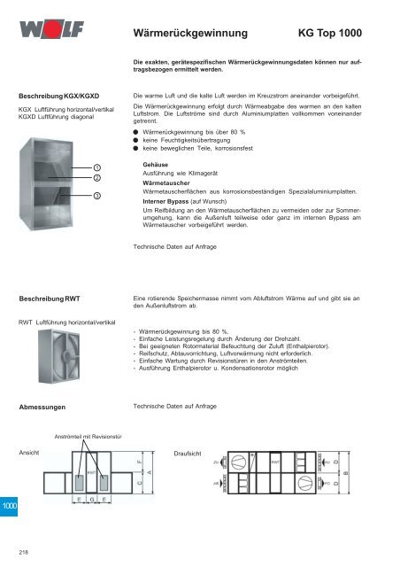 Klimageräte KG/KGW Top 21-1000