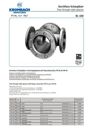 Durchfluss-Schaugläser - VENTEK Armaturen GmbH