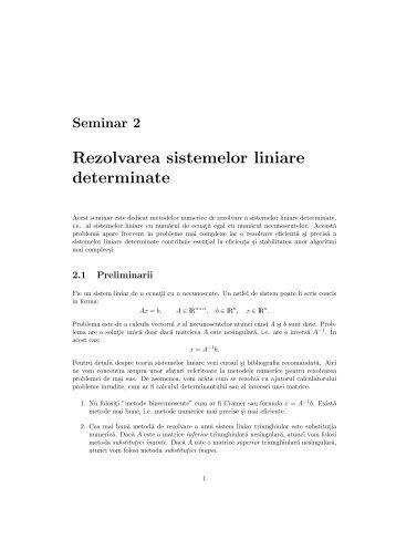 Rezolvarea sistemelor liniare determinate