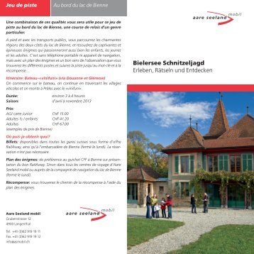 Flyer Bielersee Schnitzeljagd - Aare Seeland Mobil