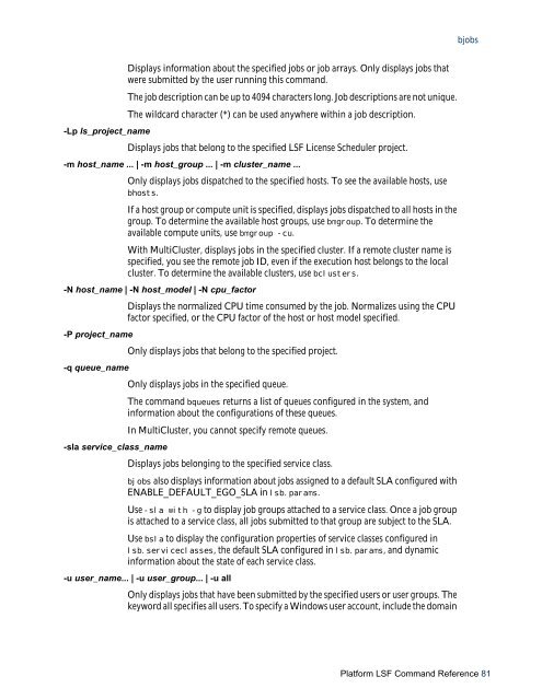 Platform LSF Command Reference - SAS