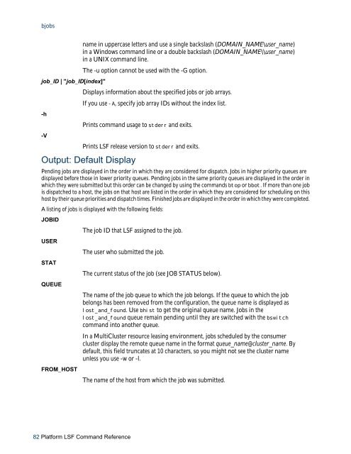 Platform LSF Command Reference - SAS