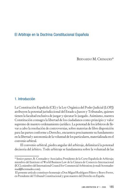 El Arbitraje en la Doctrina Constitucional Española - lima arbitration