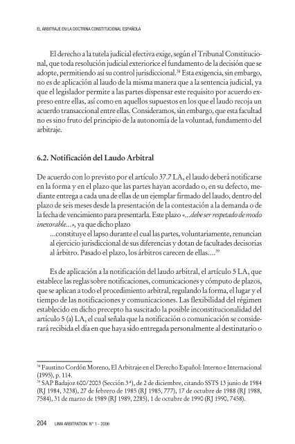 El Arbitraje en la Doctrina Constitucional Española - lima arbitration