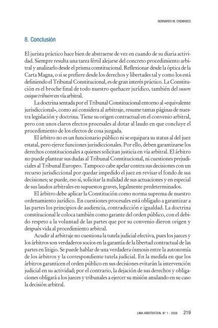 El Arbitraje en la Doctrina Constitucional Española - lima arbitration