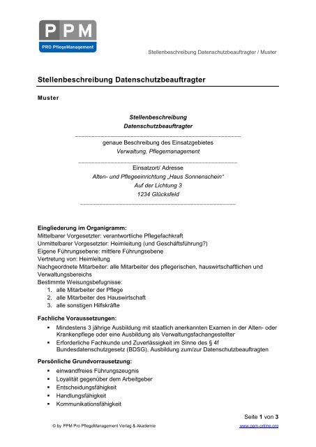 Stellenbeschreibung Datenschutzbeauftragter