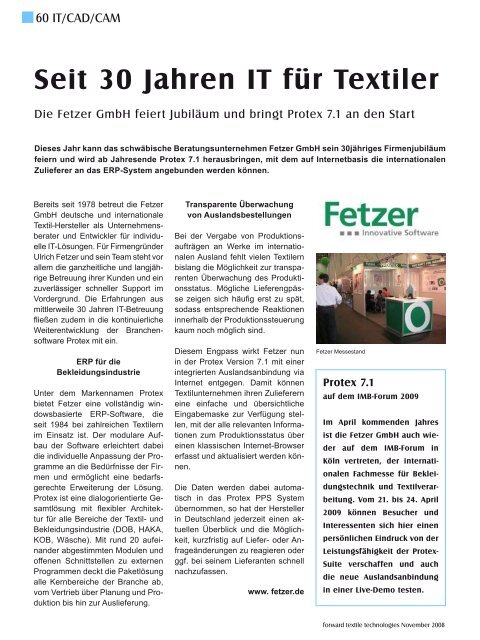 Der Textilveredler und Produzent von Trägergeweben und - WTFE