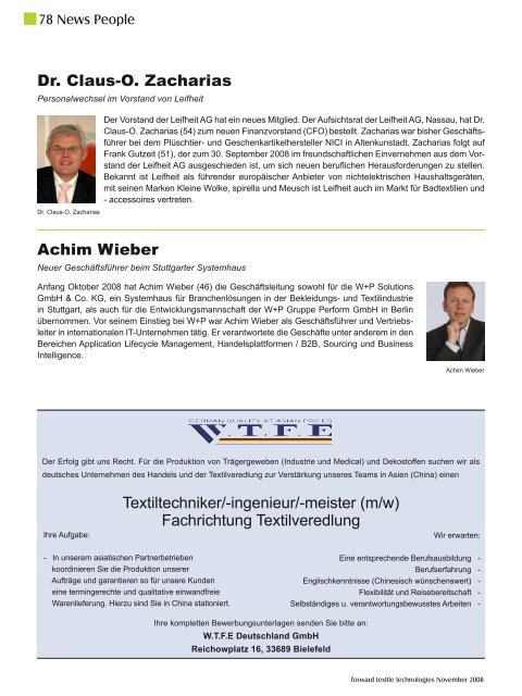 Der Textilveredler und Produzent von Trägergeweben und - WTFE