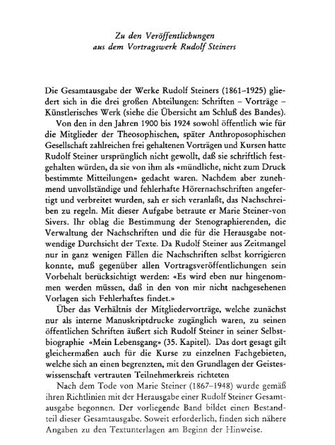 RUDOLF STEINER GESAMTAUSGABE VORTRÃGE