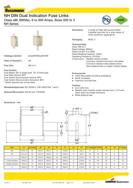 Cooper Bussmann Fuse Chart