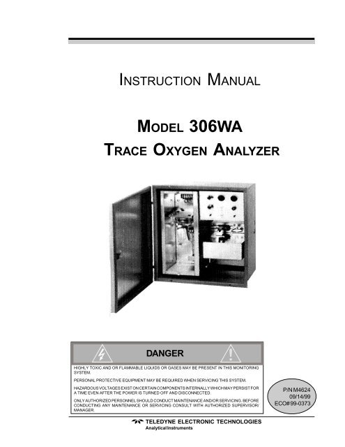 306WA - Analog trace oxygen analyzer - Teledyne Analytical ...