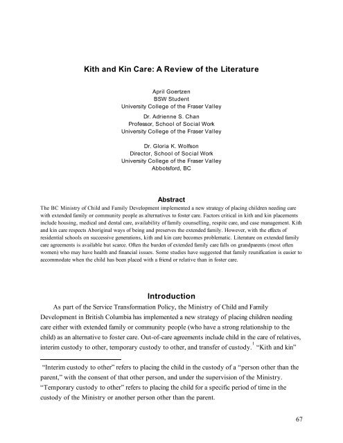 Kith and Kin Care - Open Journal Systems