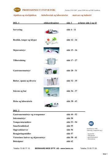 PROFESJONELT UTSTYR FOR: -kjÃ¸kken og ... - Bernhard Moe AS