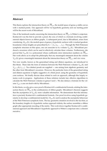 Intersection theory on moduli spaces of curves ... - User Web Pages