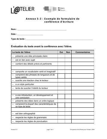 Annexe 14 – Exemple d'activité de littératie – Les cinq sens - L'@telier
