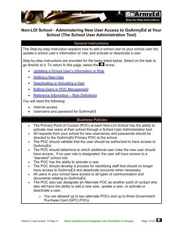 Non-LOI School - Administering New User Access to GoArmyEd at ...