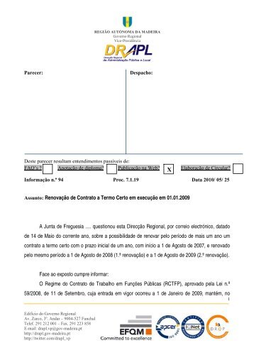 Assunto: RenovaÃ§Ã£o de Contrato a Termo Certo em ... - drapl