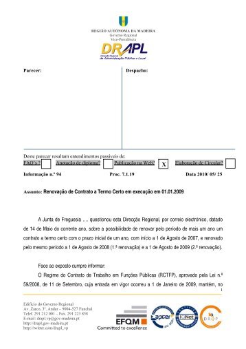 Assunto: RenovaÃ§Ã£o de Contrato a Termo Certo em ... - drapl