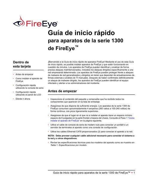 FireEye 1300 Quick Start Guide