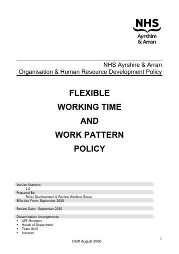 Flexible working time and work pattern policy - NHS Ayrshire and ...