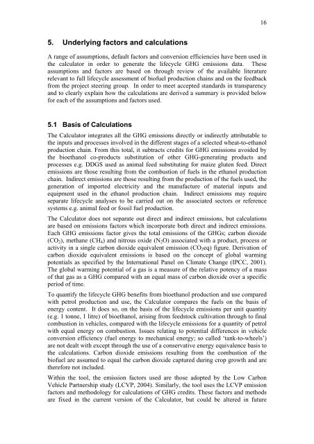 BIOETHANOL GREENHOUSE GAS CALCULATOR - HGCA