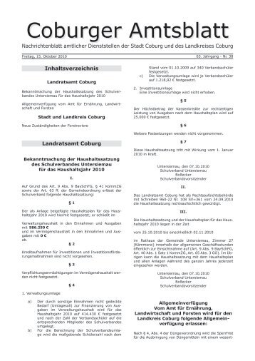 Coburger Amtsblatt Nr. 38 vom 15.10.2010 - Landkreis Coburg