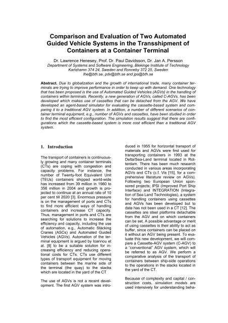 Comparison and Evaluation of Two Automated Guided Vehicle ...