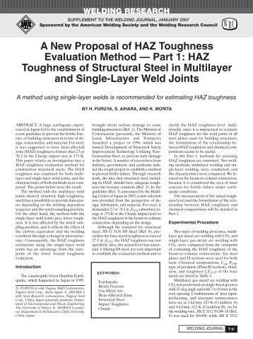 A New Proposal of HAZ Toughness Evaluation Method — Part 1 ...