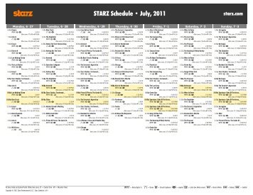 STARZ Schedule - July, 2011