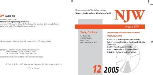 NJW 0804 Cd-Booklet - Verlag C. H. Beck ohg