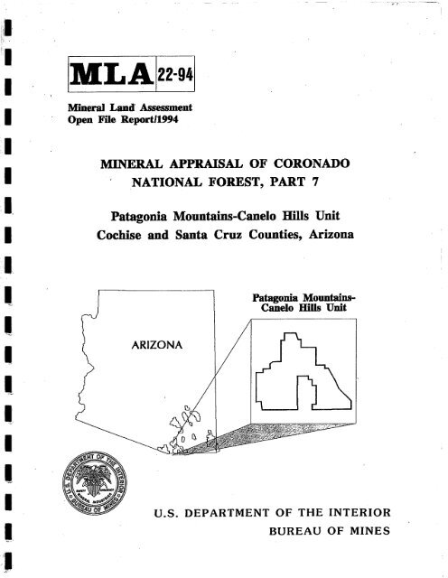 Mla 22 94 State Of Arizona Department Of Mines And Mineral