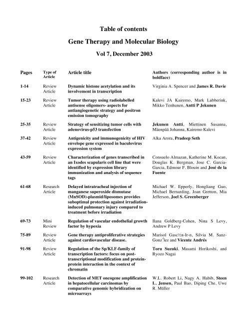 GTMB 7 - Gene Therapy & Molecular Biology