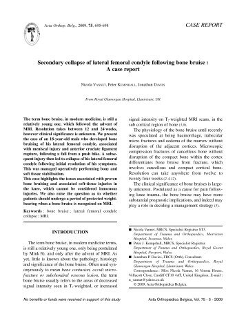 Secondary collapse of lateral femoral condyle following bone bruise ...