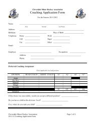 New Coach App 2011-2012 - Cloverdale Minor Hockey Association