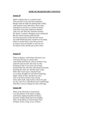Some of Shakespeare's Sonnets