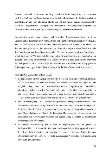 Obdachlosigkeit bei Konsumenten_innen illegaler Drogen ...