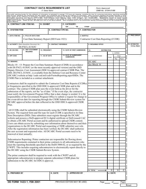 DD Form 1921 (PDF) - dcarc