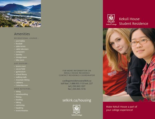 Kekuli House Residence Brochure - Selkirk College