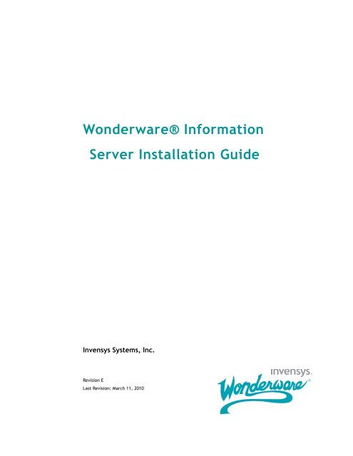 Wonderware Information Server Installation Guide - Logic, Inc.