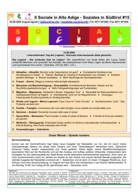 Il Sociale in Alto Adige - Soziales in SÃ¼dtirol #15