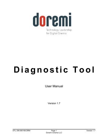 Diagnostic Tool User Manual - Doremi Labs