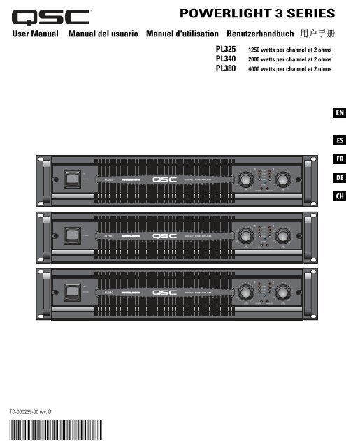 PowerLight 3 Series User Manual - QSC Audio Products